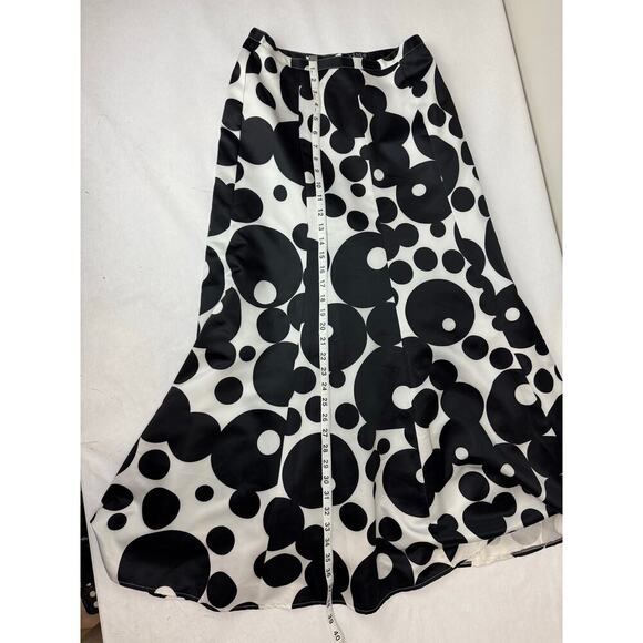 Whimsical Twee Polka Dot Full A-Line Maxi Skirt Black White Playful Venus Size 6 - Picture 3 of 9